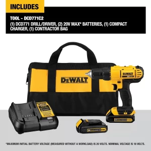 Read more about the article DEWALT “COMPACT” Cordless Drill/Driver Kit